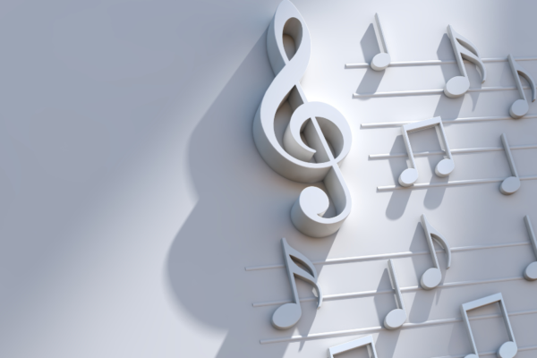 a treble clef and staff on a white background to illustrate music theory for vocalists