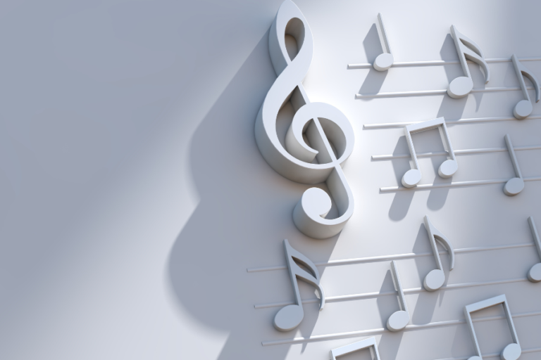 a treble clef and staff on a white background to illustrate music theory for vocalists