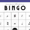 part of a music theory bingo card with musical symbols like sharp and natural signs